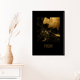 Plakat w ramie Czarno złota mapa - Tychy