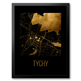 Obraz w ramie Czarno złota mapa - Tychy