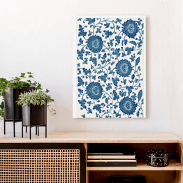 Obraz na płótnie Ornament kwiatowy z niebieskimi dużymi kwiatami