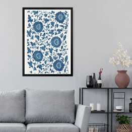 Obraz w ramie Ornament kwiatowy z niebieskimi dużymi kwiatami