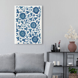 Obraz na płótnie Ornament kwiatowy z niebieskimi dużymi kwiatami