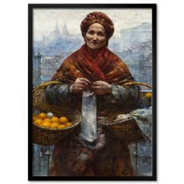 Plakat w ramie Aleksander Gierymski "Żydowska kobieta sprzedająca pomarańcze" - reprodukcja