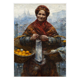 Plakat samoprzylepny Aleksander Gierymski "Żydowska kobieta sprzedająca pomarańcze" - reprodukcja