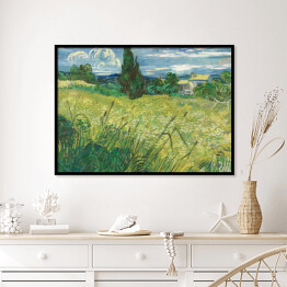 Plakat w ramie Vincent van Gogh Zielone pole pszenicy z cyprysem. Reprodukcja