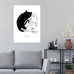 Plakat samoprzylepny Yin yang - kot i pies