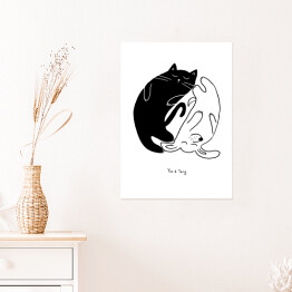 Plakat samoprzylepny Yin yang - kot i pies