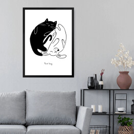 Obraz w ramie Yin yang - kot i pies