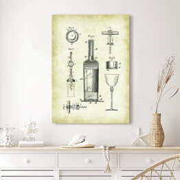Obraz klasyczny Rysunki patentowe. Plakat wino 