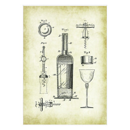 Plakat Rysunki patentowe. Plakat wino 