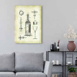 Obraz klasyczny Rysunki patentowe. Plakat wino 