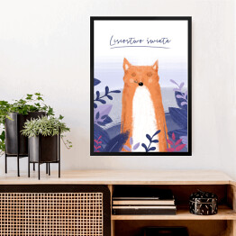 Obraz w ramie Zwierzątka - lis wśród fioletowych liści