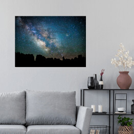 Plakat samoprzylepny Nocny krajobraz z galaktyką