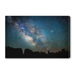 Obraz na płótnie Nocny krajobraz z galaktyką