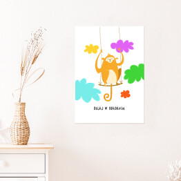 Plakat samoprzylepny Małpka na huśtawce - "Bujaj w obłokach"