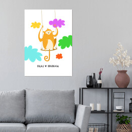 Plakat samoprzylepny Małpka na huśtawce - "Bujaj w obłokach"