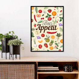 Plakat w ramie Bon appetit - warzywa i owoce