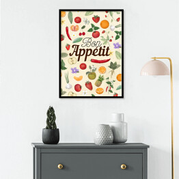 Plakat w ramie Bon appetit - warzywa i owoce