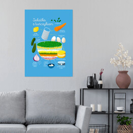 Plakat samoprzylepny Ilustracja - przepis na sałatkę z tuńczykiem