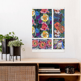 Plakat samoprzylepny Ornamenty kwiatowe kolaż