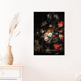Plakat samoprzylepny Kwiaty w wazonie. Malarstwo olejne - reprodukcja