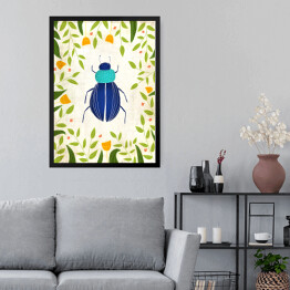Obraz w ramie Niebieski żuczek - robaczki