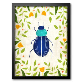 Obraz w ramie Niebieski żuczek - robaczki