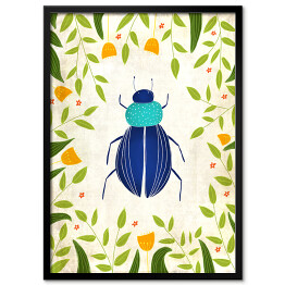 Plakat w ramie Niebieski żuczek - robaczki