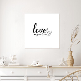 Plakat samoprzylepny "Love yourself" - ozdobna typografia