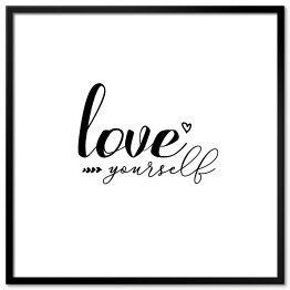 Plakat w ramie "Love yourself" - ozdobna typografia