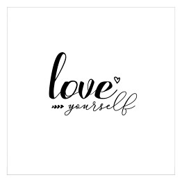 Plakat samoprzylepny "Love yourself" - ozdobna typografia