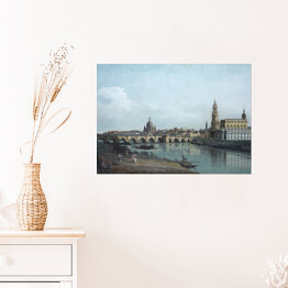 Plakat Canaletto "Drezno widziane z praewgo brzegu Łaby poniżej mostu Fryderyka Augusta" - reprodukcja