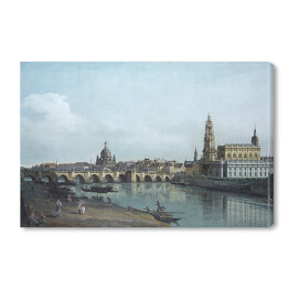 Obraz na płótnie Canaletto "Drezno widziane z praewgo brzegu Łaby poniżej mostu Fryderyka Augusta" - reprodukcja
