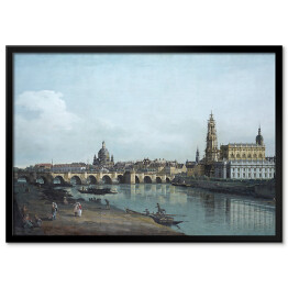 Plakat w ramie Canaletto "Drezno widziane z praewgo brzegu Łaby poniżej mostu Fryderyka Augusta" - reprodukcja