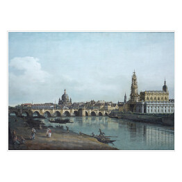 Plakat samoprzylepny Canaletto "Drezno widziane z praewgo brzegu Łaby poniżej mostu Fryderyka Augusta" - reprodukcja