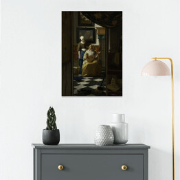 Plakat samoprzylepny Vermeer Johannes "List miłosny" - reprodukcja
