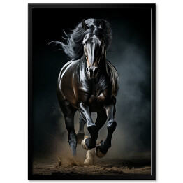 Obraz klasyczny Czarny koń w galopie