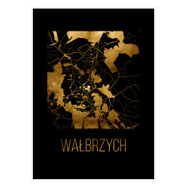 Plakat samoprzylepny Czarno złota mapa - Wałbrzych