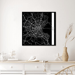 Plakat w ramie Mapy miast świata - Dublin - czarna