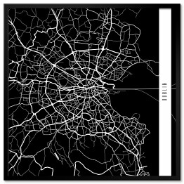 Plakat w ramie Mapy miast świata - Dublin - czarna