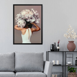 Obraz w ramie Dziewczyna w kwiatach. Nowoczesny portret