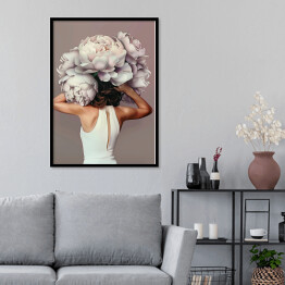 Plakat w ramie Dziewczyna w kwiatach. Nowoczesny portret