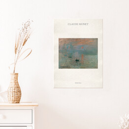 Plakat Claude Monet "Wschód słońca" - reprodukcja z napisem. Plakat z passe partout
