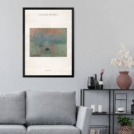 Obraz w ramie Claude Monet "Wschód słońca" - reprodukcja z napisem. Plakat z passe partout