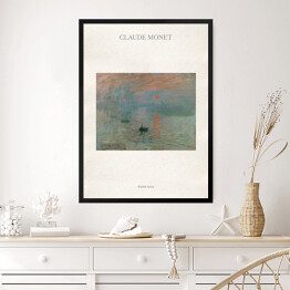 Obraz w ramie Claude Monet "Wschód słońca" - reprodukcja z napisem. Plakat z passe partout