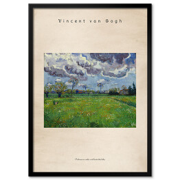 Obraz klasyczny Vincent van Gogh "Pochmurne niebo nad kwiecistą łąką" - reprodukcja z napisem. Plakat z passe partout