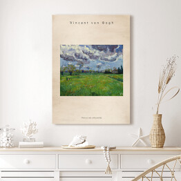 Obraz klasyczny Vincent van Gogh "Pochmurne niebo nad kwiecistą łąką" - reprodukcja z napisem. Plakat z passe partout