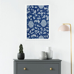 Plakat samoprzylepny Ornament kwiatowy niebieski