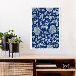 Plakat samoprzylepny Ornament kwiatowy niebieski