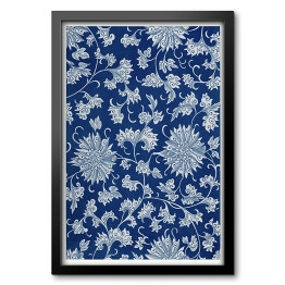 Obraz w ramie Ornament kwiatowy niebieski