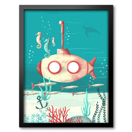Obraz w ramie Pod wodą - łódź podwodna